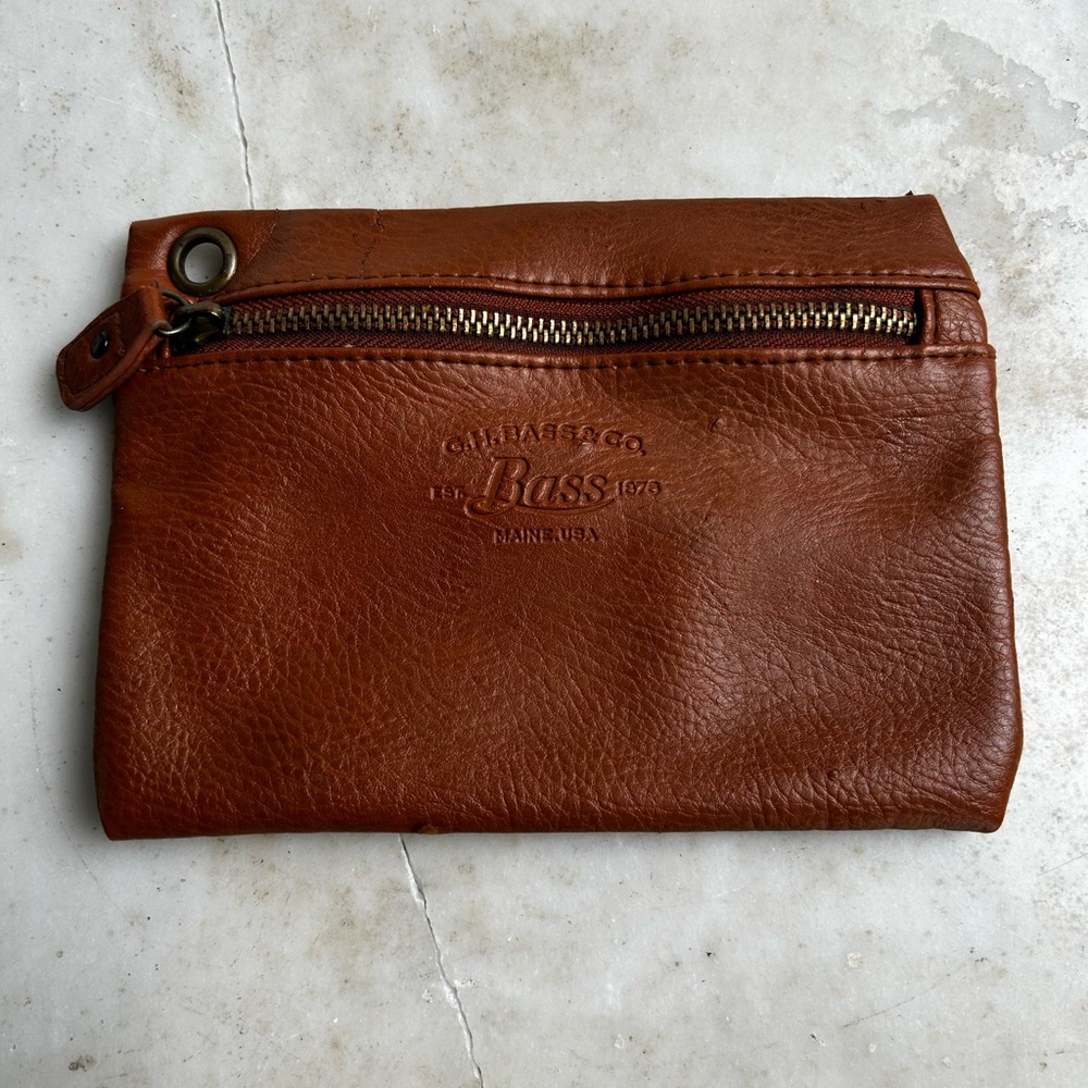 GH Bass Brown Leather mini cash holder 6x4